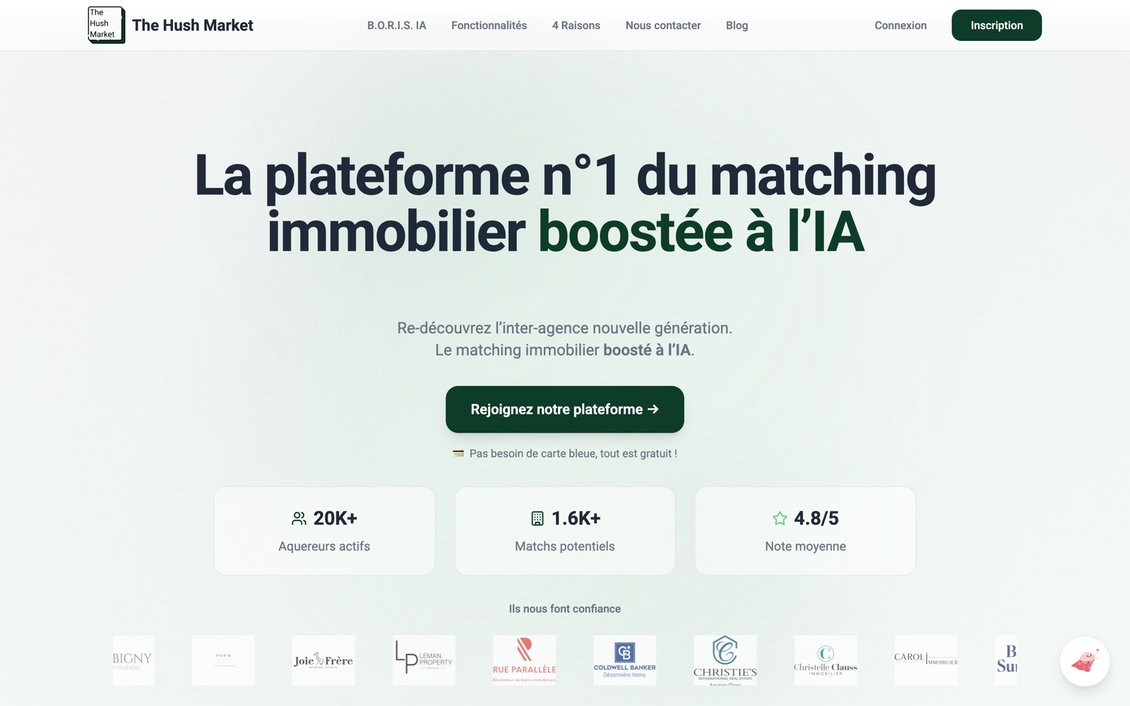 Landing — social proof & métriques